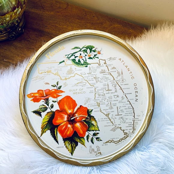 🦋2/$10 3/$15 4/$18 5/$20 Vintage Florida Metal Tray
